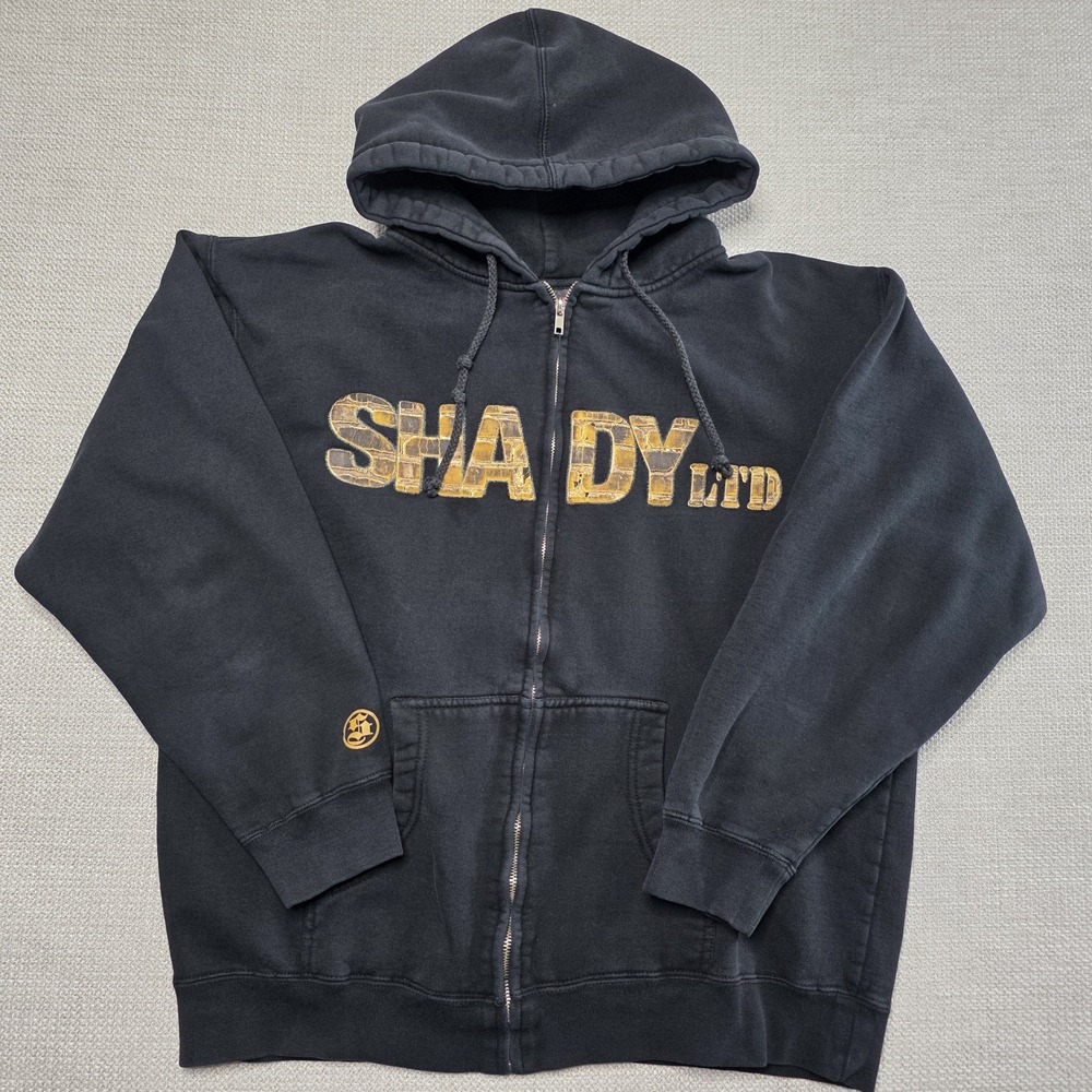 Vtg Shady LTD ‎ Full Zip Hoodie Men L Brick Puff Eminem Rap Hip Hop Jacket READ